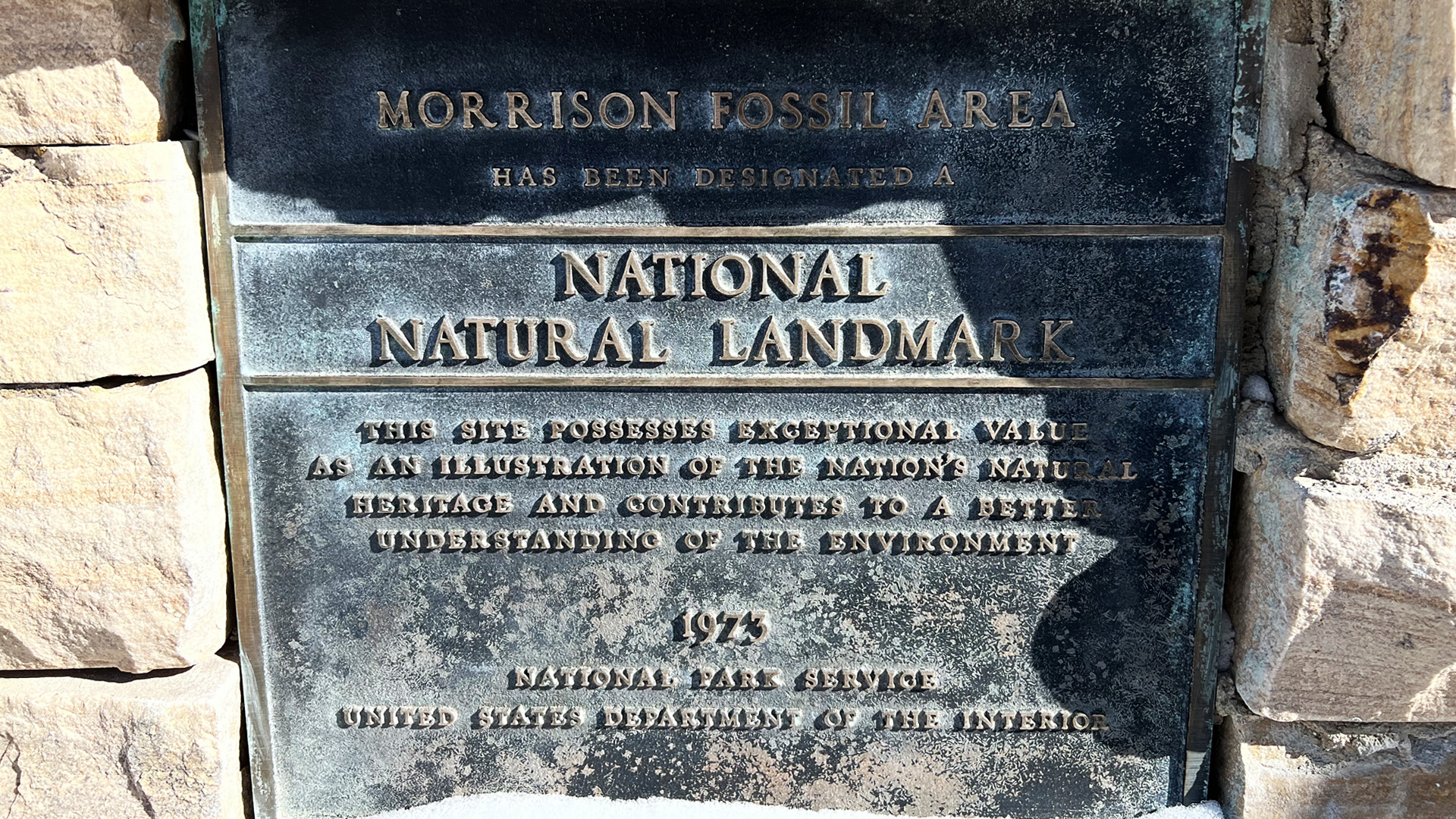 photo of plaque: Morrison Area has been designated a National Natural Landmark 1973