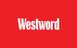 Red and white logo for Westword magazine