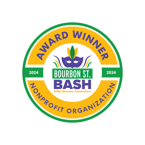Image that reads: Award Winning Nonprofit Organization Bourbon St. Bash (West Metro Chamber)