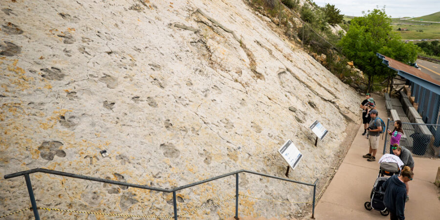 Photo of Main Tracksite and visitors at Dinosaur Ridge.