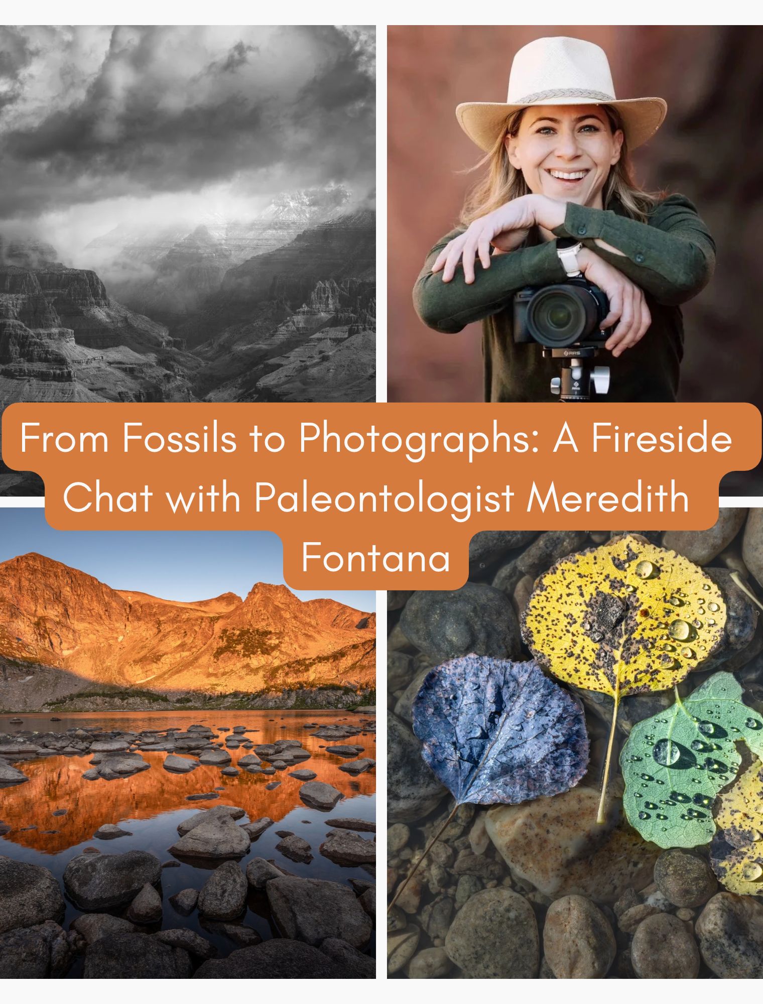 Photographer Meredith Fontana poses next to some of her landscape images.